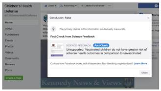 Facebook Vaccines Fact-Checking,