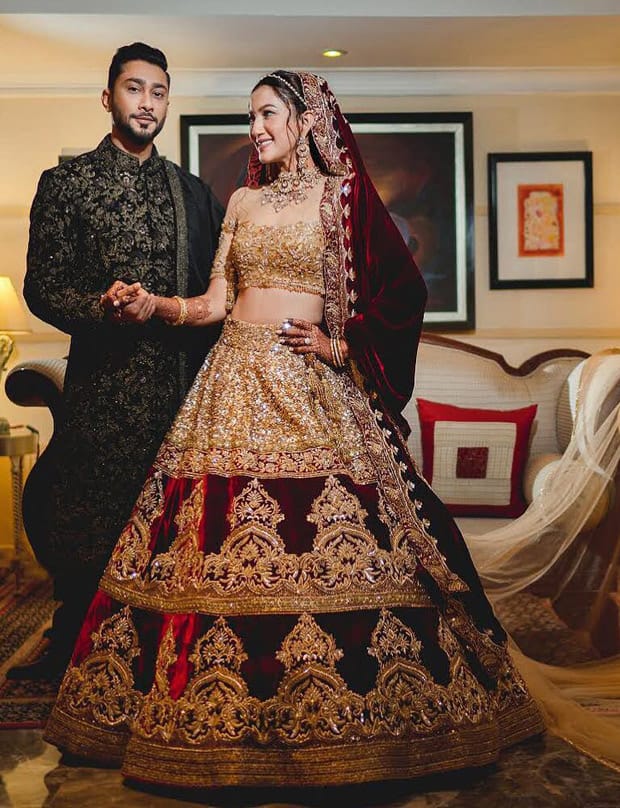 Gauahar Khan and Zaid Darbar look absolutely royal in Manish Malhotra Couture for their wedding reception