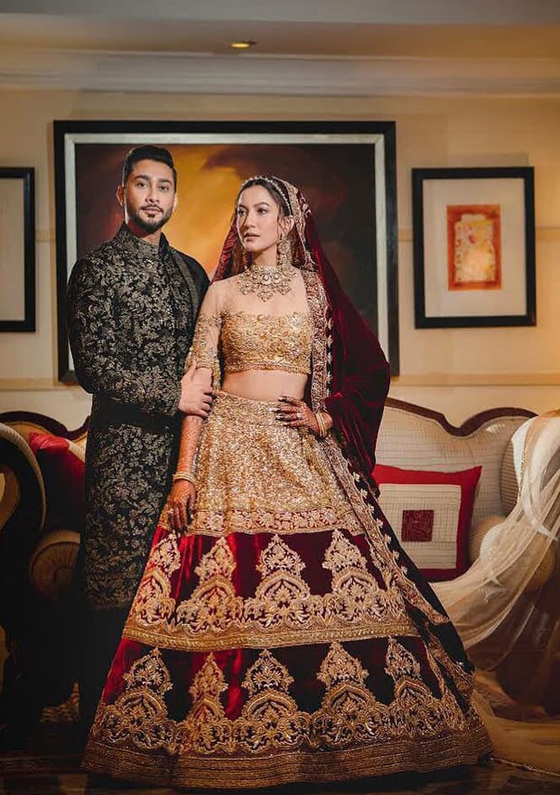 Gauahar Khan and Zaid Darbar look absolutely royal in Manish Malhotra Couture for their wedding reception
