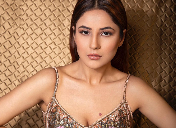 Shehnaaz Gill looks glamourous in this plunging neckline embellished dress by Rocky Star