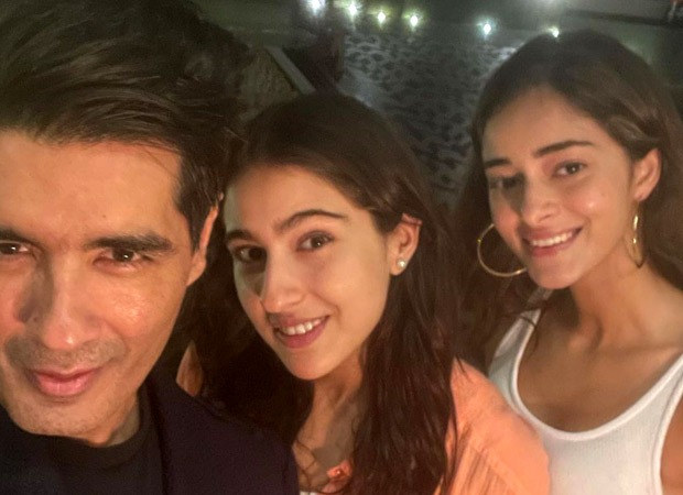 Sara Ali Khan and Ananya Panday pose happily with Manish Malhotra at Karan Johar’s house party