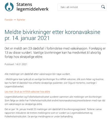 Killing Curing Vaccinating Elderly Norwegians COVID-19