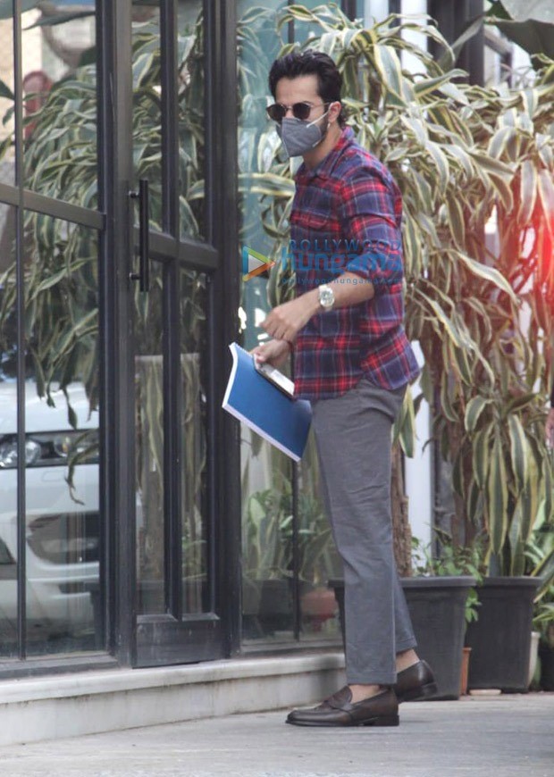 varun dhawan follows the classic flannel trend during his latest appearance ahead of his wedding to natasha dalal