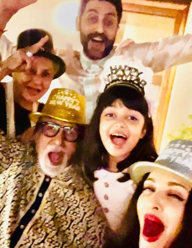 Amitabh Bachchan, Jaya Bachchan, Aishwarya Rai and Abhishek Bachchan's fun New Year Party is all about funky glasses and party hats; see pics