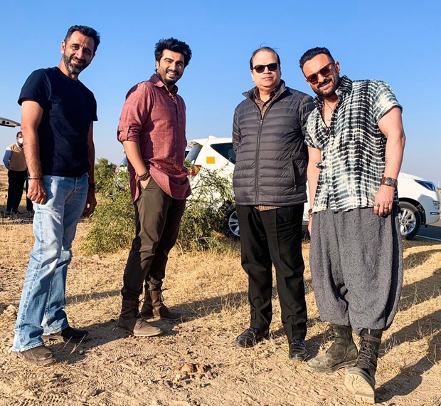 EXCLUSIVE: Arjun Kapoor and Saif Ali Khan pose on the sets of Bhoot Police in Jaisalmer