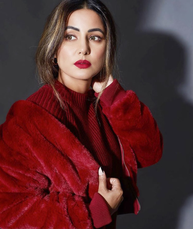 hina khan welcomes the month of love with red velvet outfit