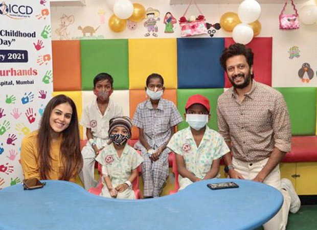 Riteish and Genelia Deshmukh spend time with kids at the Tata Memorial Hospital on 20th International Childhood Cancer Day