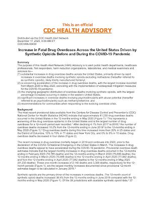 COVID-19 Opioid Overdose Deaths United States