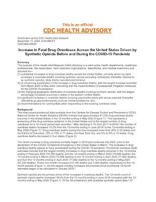 COVID-19 Opioid Overdose Deaths United States
