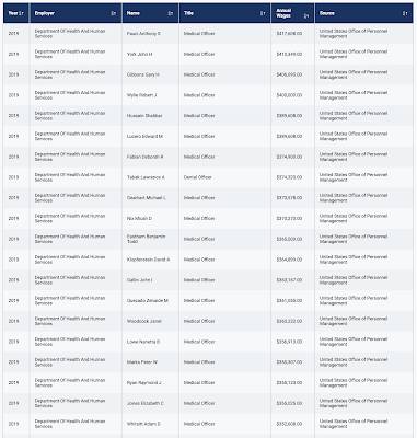 Top Paid American Federal Government Employees