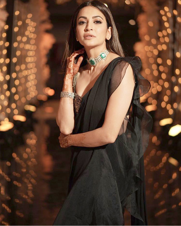 Kriti Kharbanda stuns in black organza saree worth Rs. 59,900 for Pulkit Samrat's brother's wedding