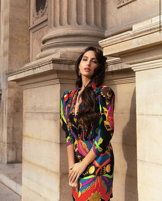 nora fatehi’s stunning multicoloured versace dress is worth rs. 2.3 lakhs