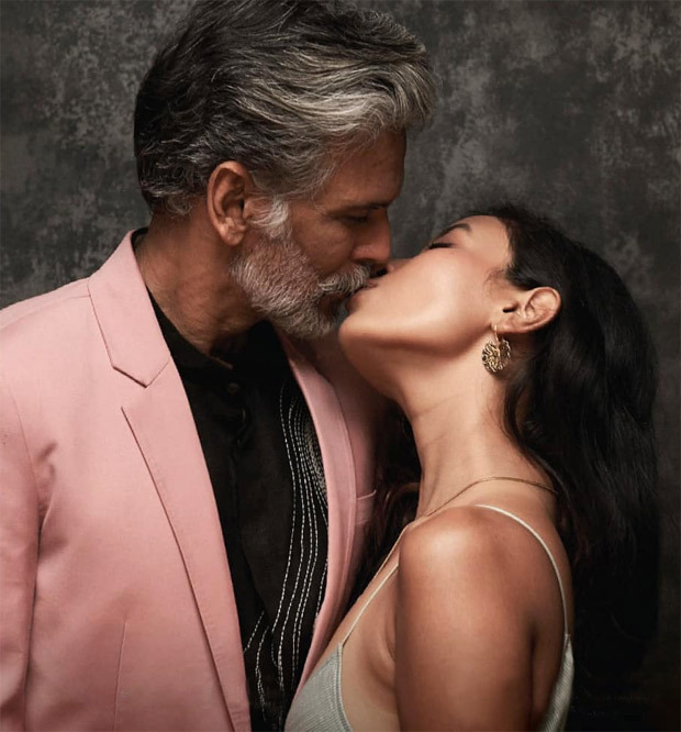 Milind Soman and wife Ankita Konwar share a kiss during PETA India's new vegan show at Lakme Fashion Week 2021 