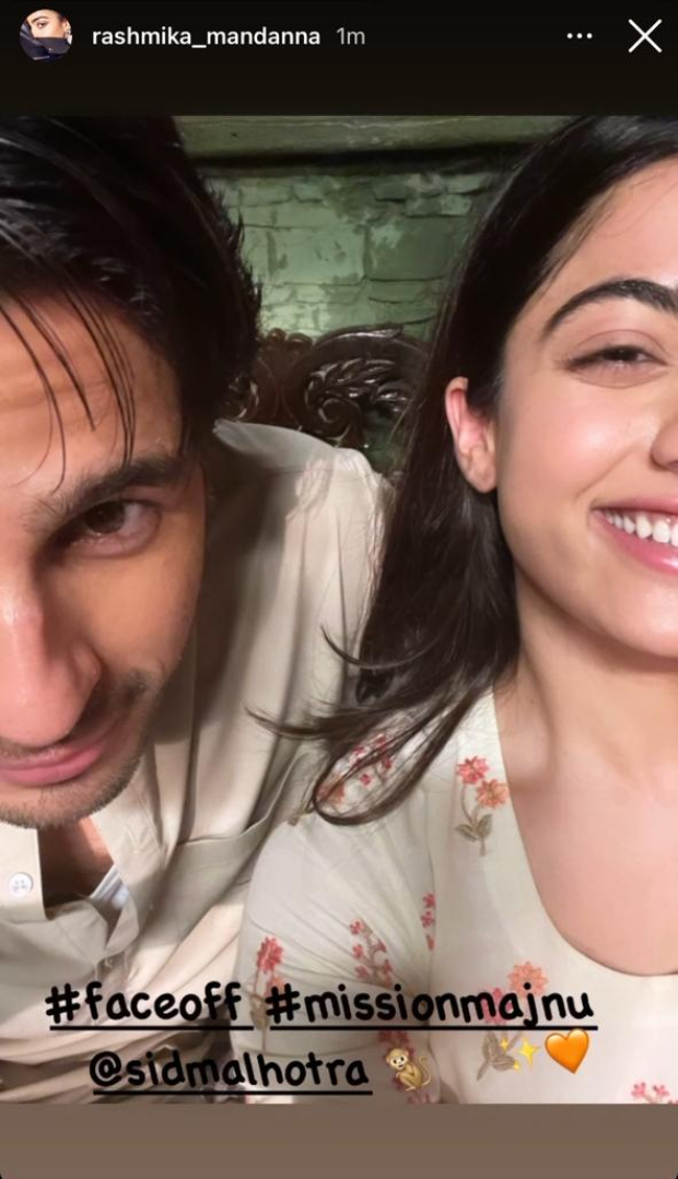 Rashmika Mandanna has a gala time with Sidharth Malhotra on the sets of her debut Bollywood film, Mission Majnu