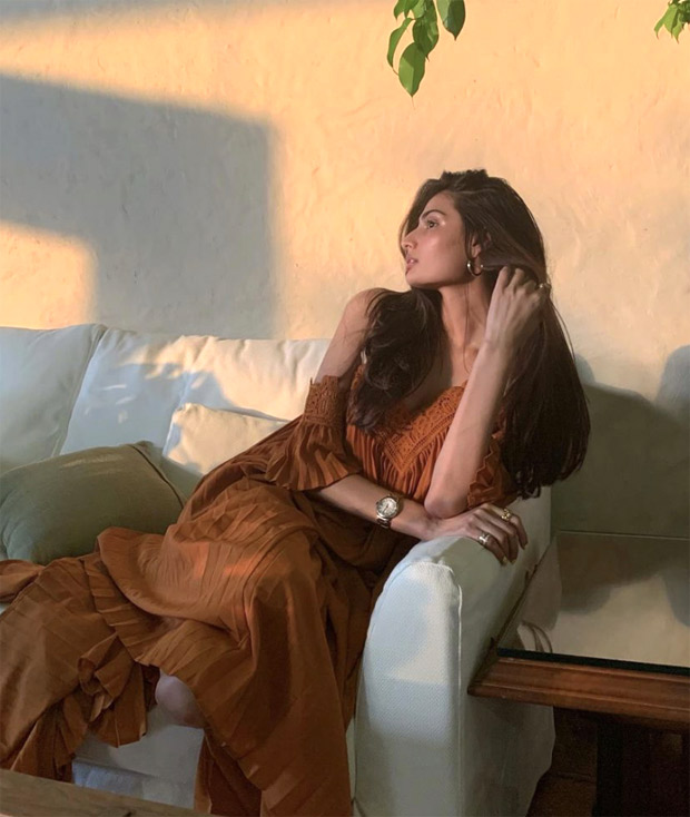 athiya shetty slips into cold-shoulder maxi dress which is ideal for the summer