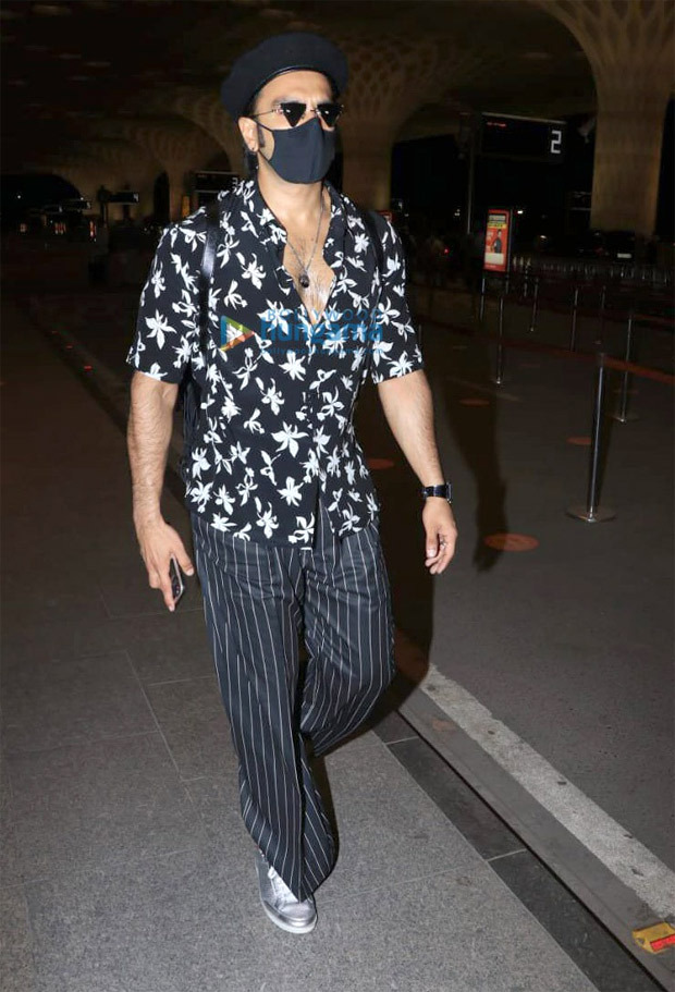 Ranveer Singh gives major style inspiration in floral black shirt, striped trousers and a beret