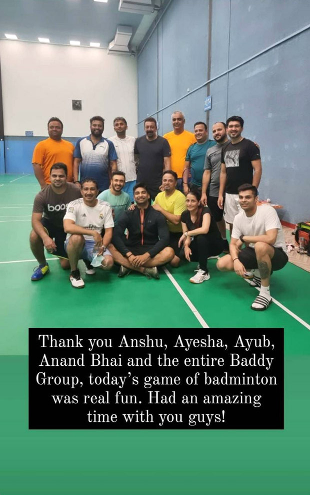 Sanjay Dutt enjoys a game of badminton with his friends in Dubai, shares picture