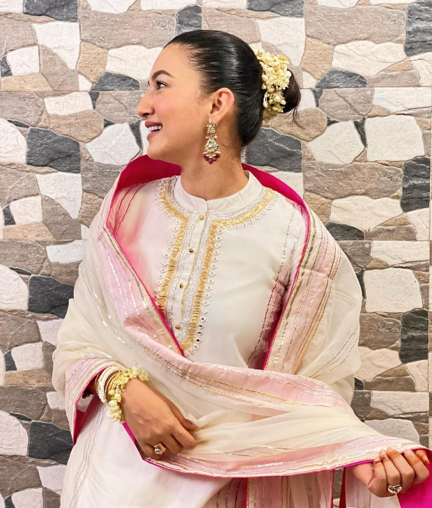 gauahar khan finally feels like a new bride in ethereal white and pink outfit