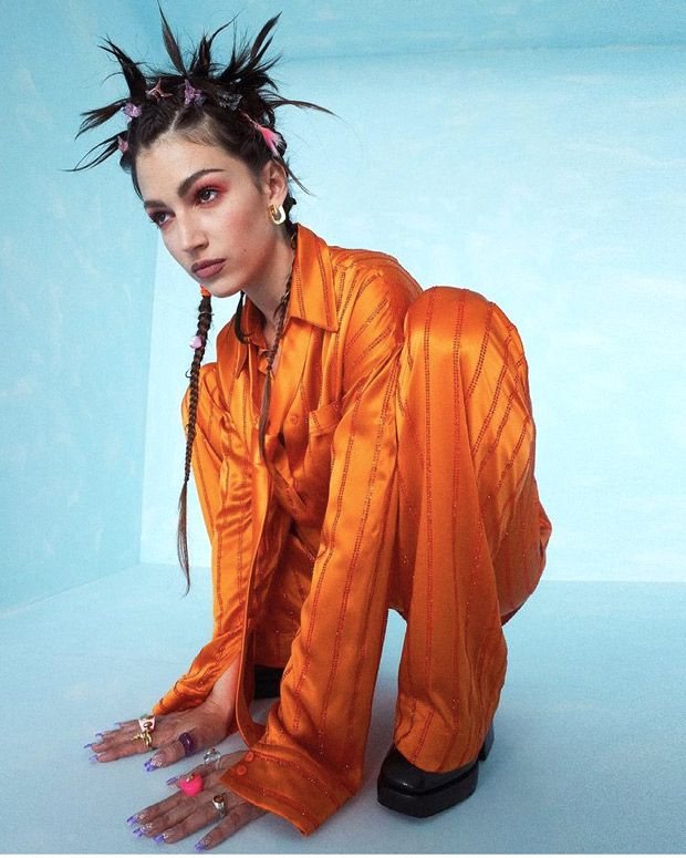 Money Heist star Úrsula Corberó stuns in satin orange pajama set and quirky 90s style spiky hairdo