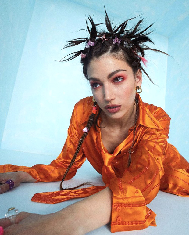Money Heist star Úrsula Corberó stuns in satin orange pajama set and quirky 90s style spiky hairdo