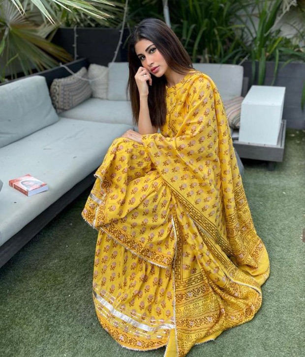 mouni roy exudes elegance in an affordable yellow sharara set