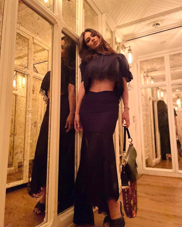mouni roy is on fierce mode in black crop top and skirt worth rs. 24,722