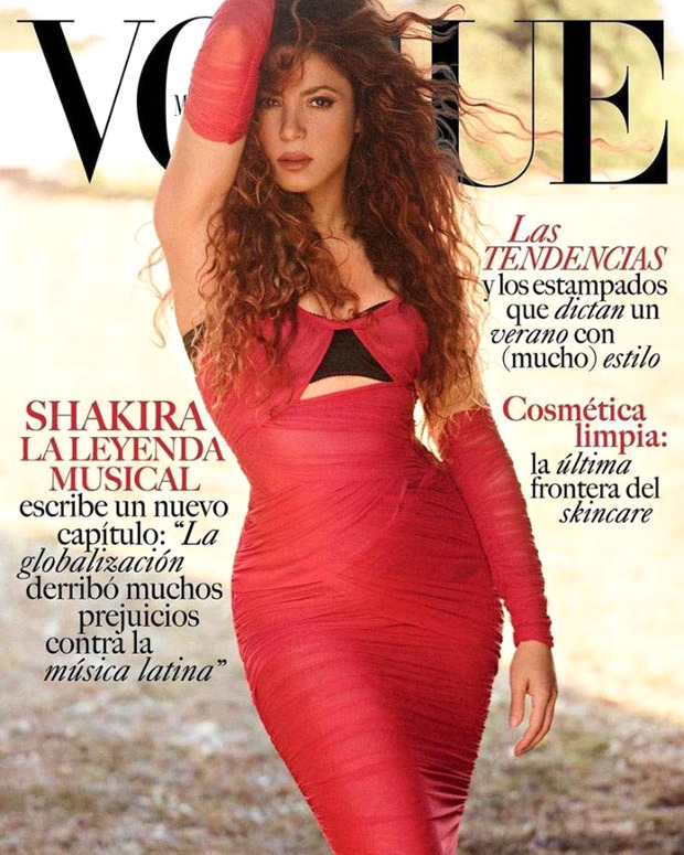 shakira looks smokin’ hot in red bodycon dress on the cover of vogue mexico, reveals new single coming out in july