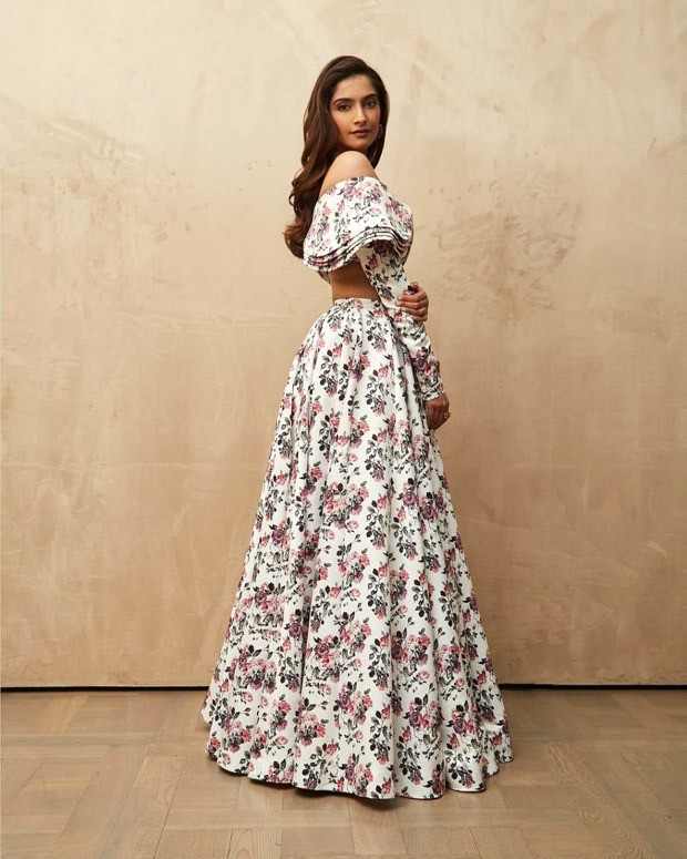 sonam kapoor dons emilia wickstead crop top and flared skirt worth rs. 1.3 lakh