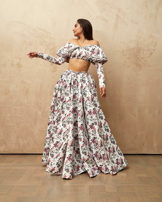 sonam kapoor dons emilia wickstead crop top and flared skirt worth rs. 1.3 lakh