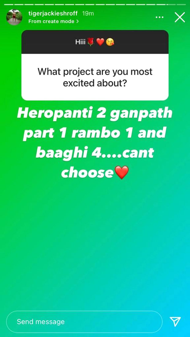 tiger shroff shares an update for fans regarding shoot of heropanti 2