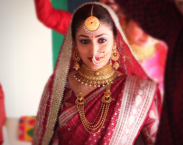 Yami Gautam wore her mother's 33-year-old traditional maroon silk saree for her wedding