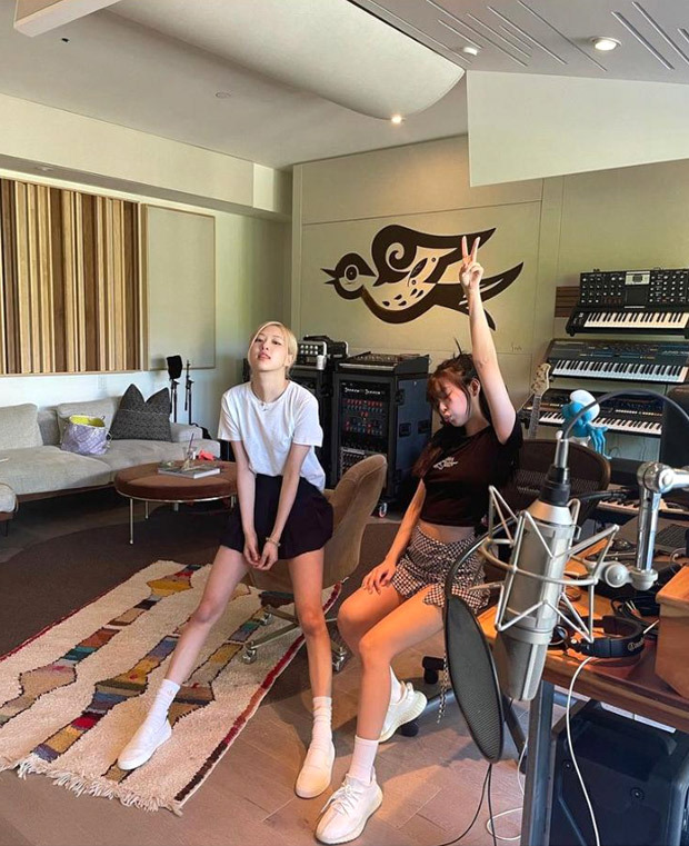blackpink’s jennie and rosé imbibe summer vibes in los angeles as they get into a studio for a recording