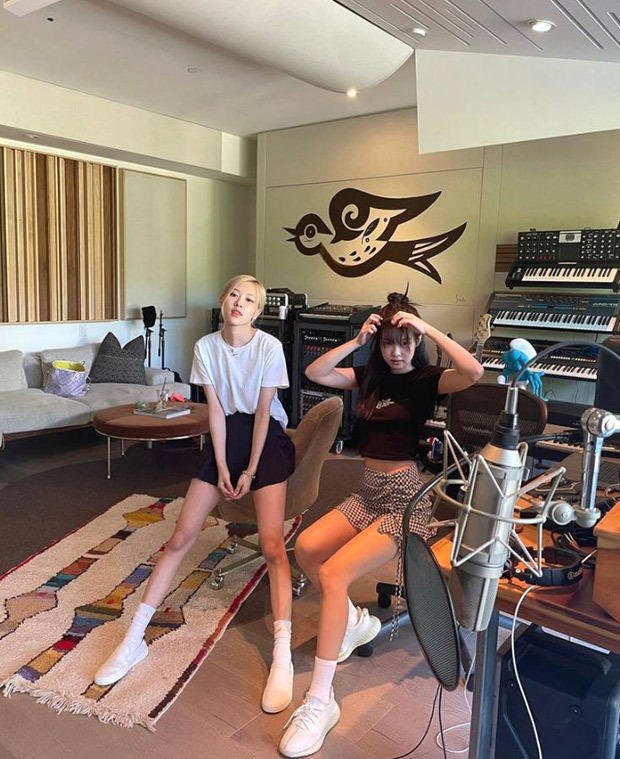 blackpink’s jennie and rosé imbibe summer vibes in los angeles as they get into a studio for a recording