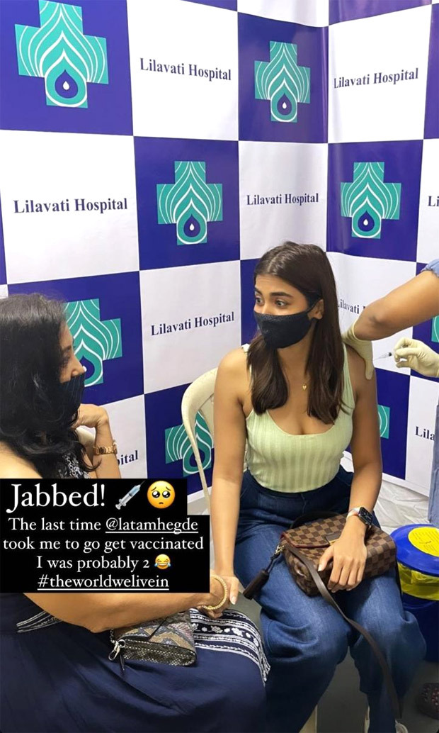 Pooja Hegde gets 'jabbed' with the cutest reaction before getting back to sets