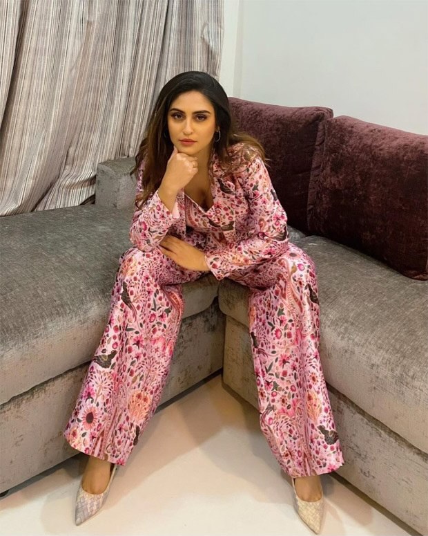 Krystle D'Souza is a boss babe in pink pantsuit for Chehre promotions