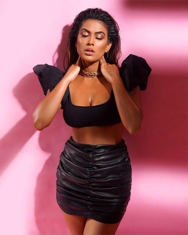 Nia Sharma raises the temperature in sexy black crop top and mini skirt