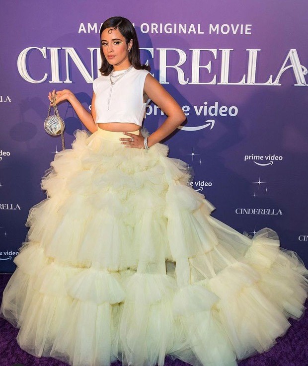 camila cabello looks like an absolute dream as she arrives with beau shawn mendes for the premier of her movie cinderella in miami