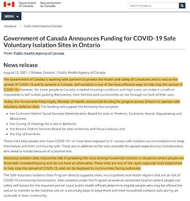 Canada's Safe Voluntary Isolation Sites Program
