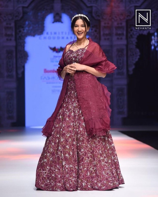 Bombay Times Fashion Week 2021: Gauahar Khan stuns as a showstopper in a gorgeous maroon lehenga by Kshitij Choudhary