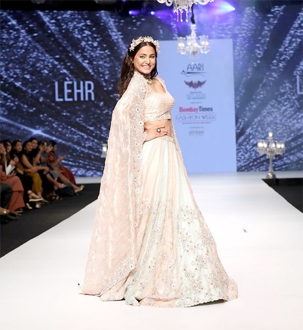 Bombay Times Fashion Week 2021: Hina Khan turns showstopper in gorgeous dusty pastel lehenga by Aari