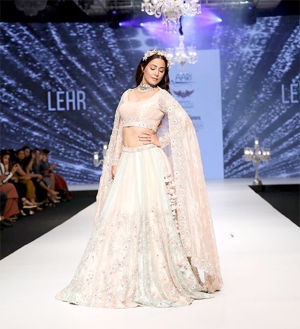 Bombay Times Fashion Week 2021: Hina Khan turns showstopper in gorgeous dusty pastel lehenga by Aari