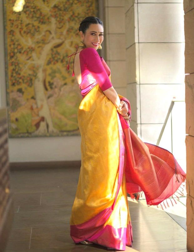 karisma kapoor is a ray of light in a beautiful silk saree
