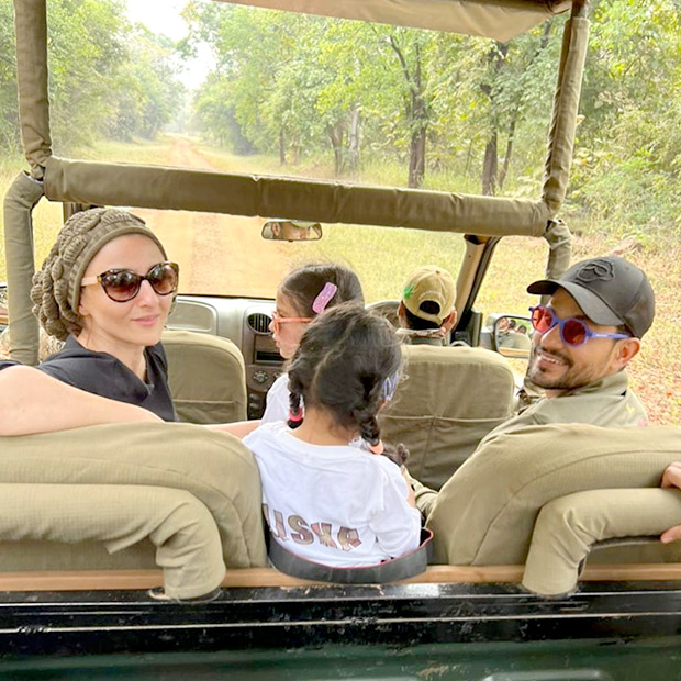 soha ali khan enjoys jungle safari with kunal khemu and inaaya, watch video