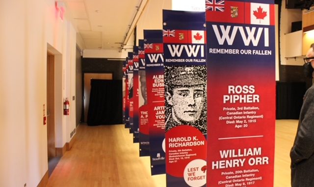 MPP Hon Paul Calandra unveils memorial banners for Remembrance day