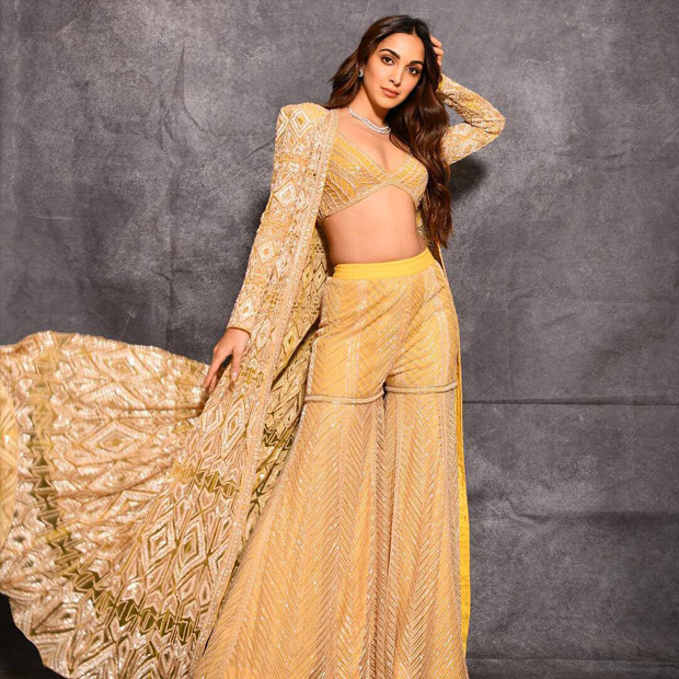 kiara advani bedazzles in yellow sequined sharara set which is just perfect for this wedding season
