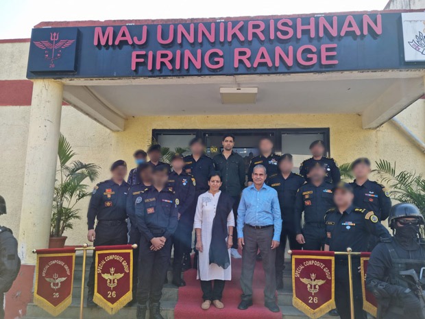 major sandeep unnikrishnan’s parents and adivi sesh visit the nsg camp named after the martyr on his death anniversary
