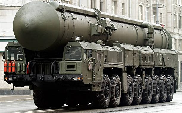 Russian nuclear missile "Topol-M" in military parade, Moscow, Russia