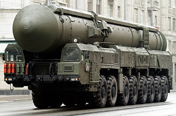 Russian nuclear missile "Topol-M" in military parade, Moscow, Russia