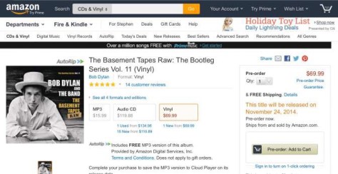 Vinyl Bob Dylan The Basement Tapes Coming Nov 24
