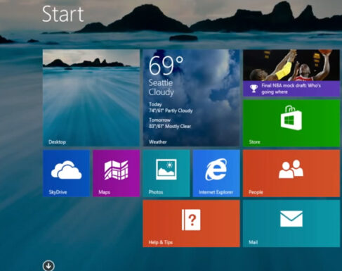 Windows 8.1 Modern Start Screen with the same background as the Desktop